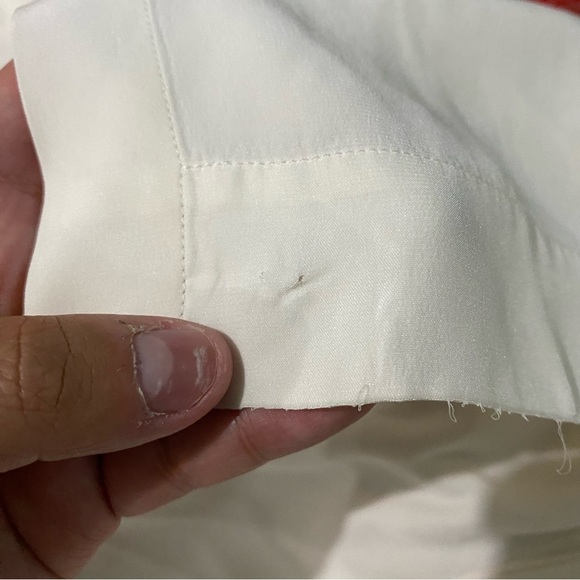 Lafayette 148 Silk Blouse Button Up Short Sleeve Cream Sz S‎ - Picture 7 of 7